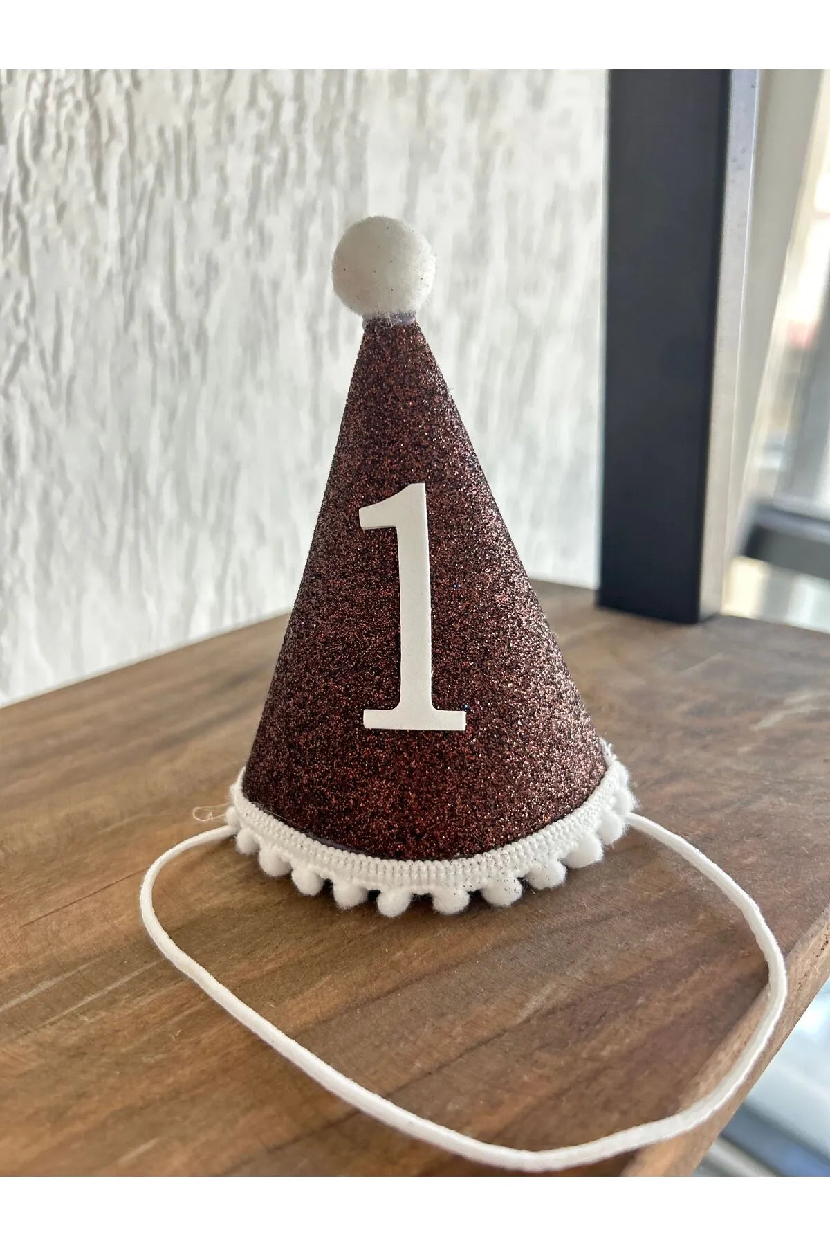 Kahverengi Mini Simli Ponpon Şapka 1 Yaş