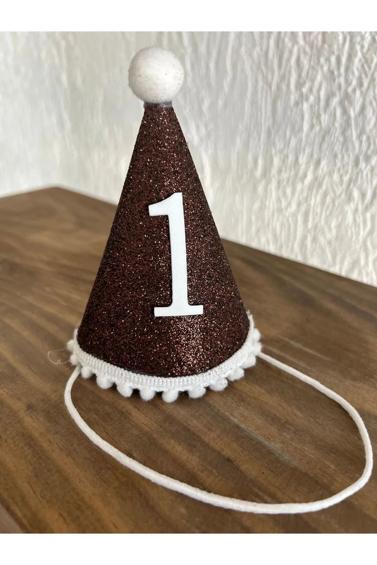 Kahverengi Mini Simli Ponpon Şapka 1 Yaş