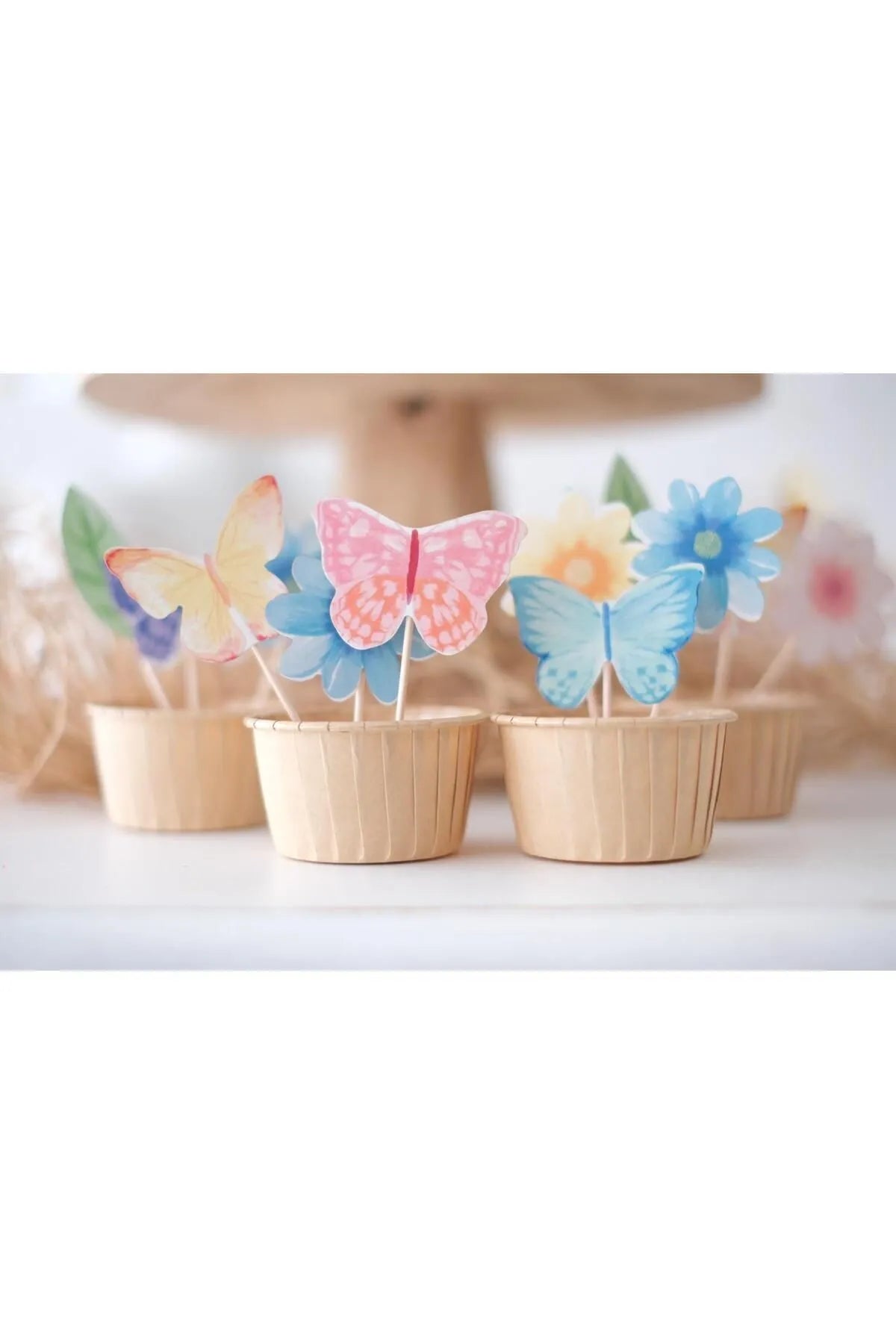 Kelebek Papatya Temalı Kürdan Süs 12 li