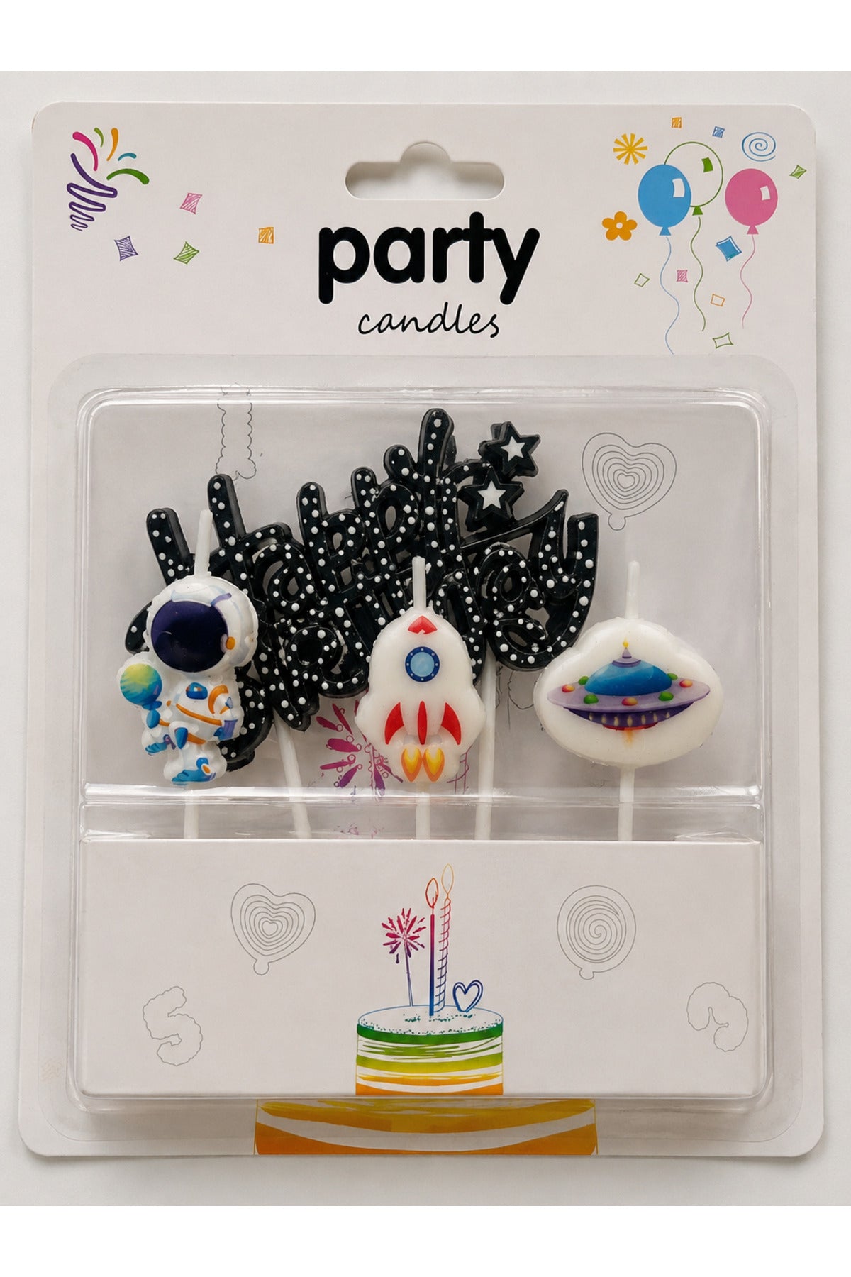 Uzay Temalı Happy Birthday Pasta Mumu