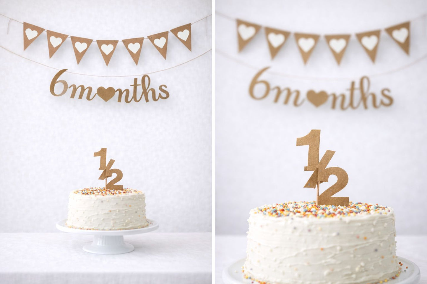 Kraft Beyaz Retro Yarım Yaş 6months Parti Seti 3 parça