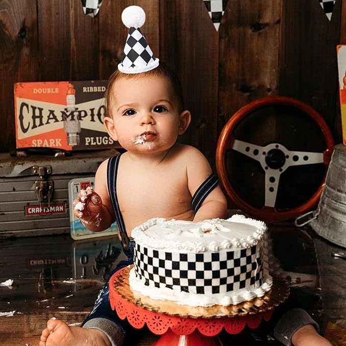 Yarım Yaş Yarış Temalı Half Birthday Çizgili Siyah Parti Seti