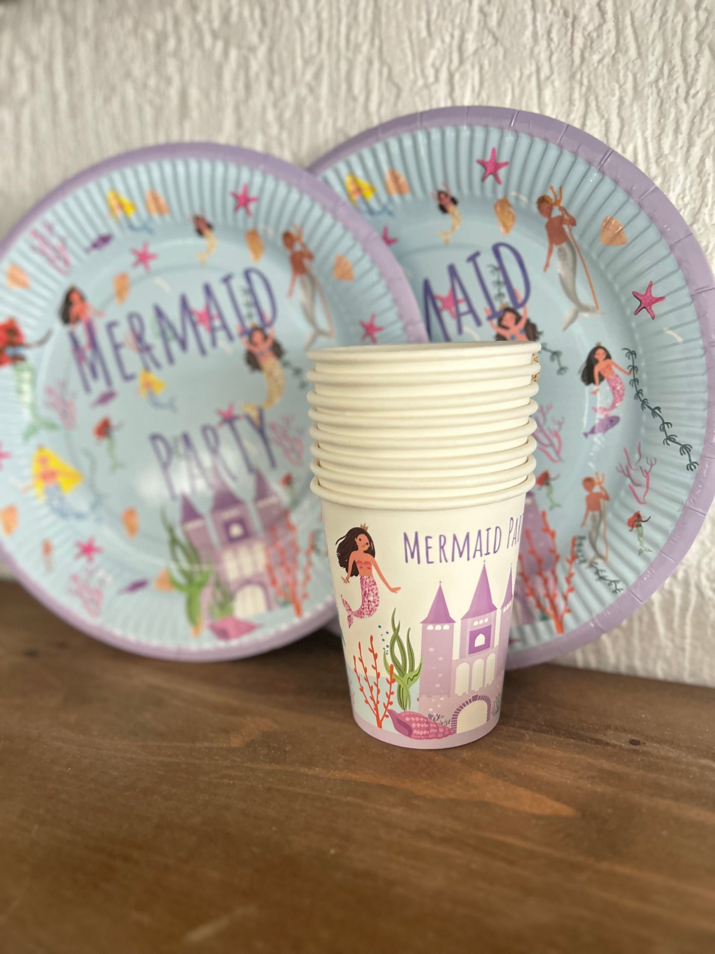 Denizkızı Temalı Tabak Bardak Set 8er Adet