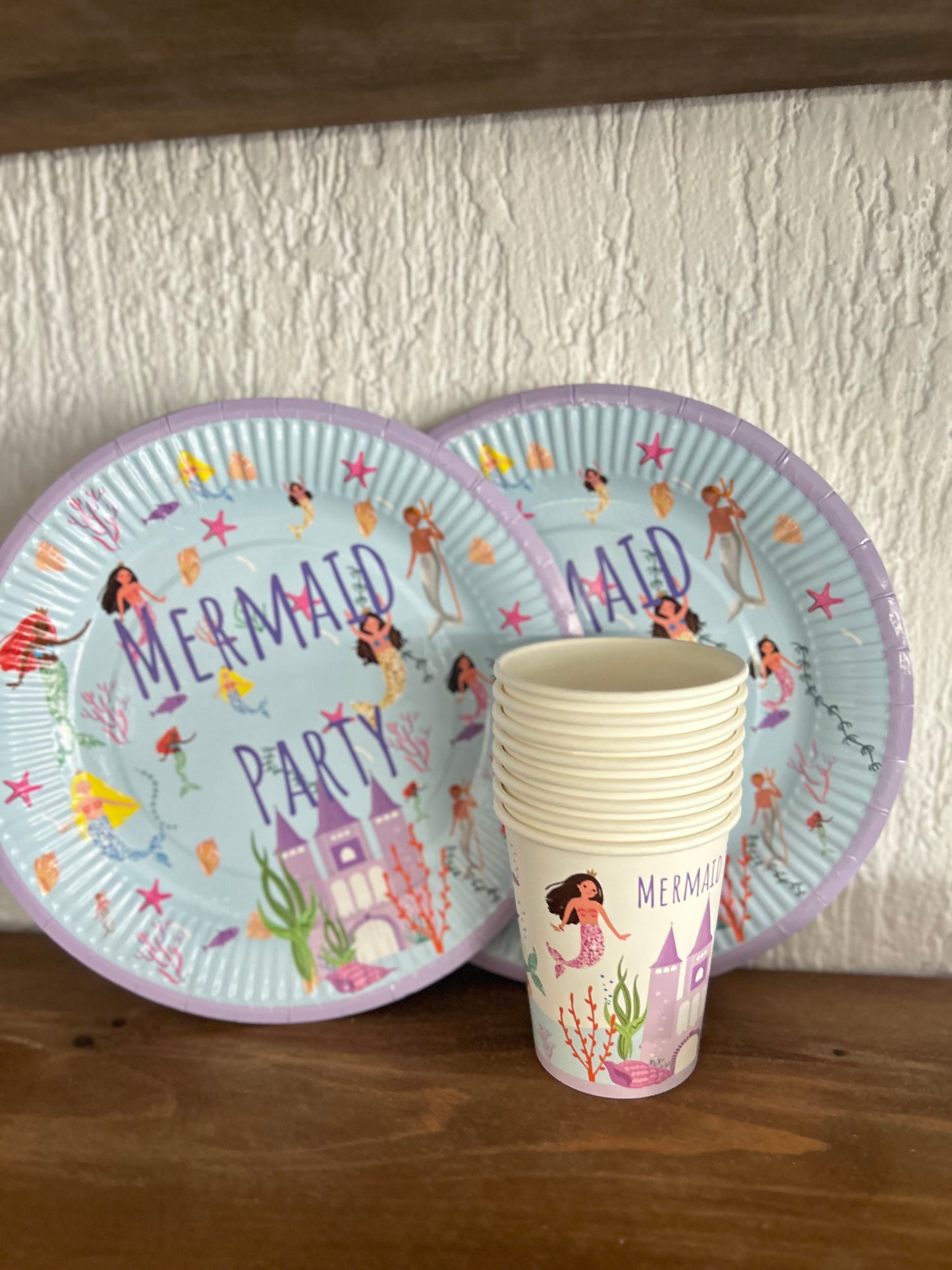 Denizkızı Temalı Tabak Bardak Set 8er Adet
