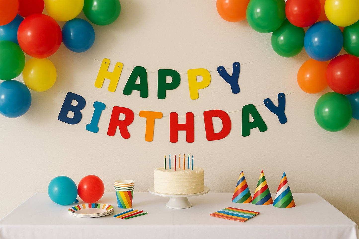 Rengarenk Happy Birthday Doğum Günü Yazı Süs