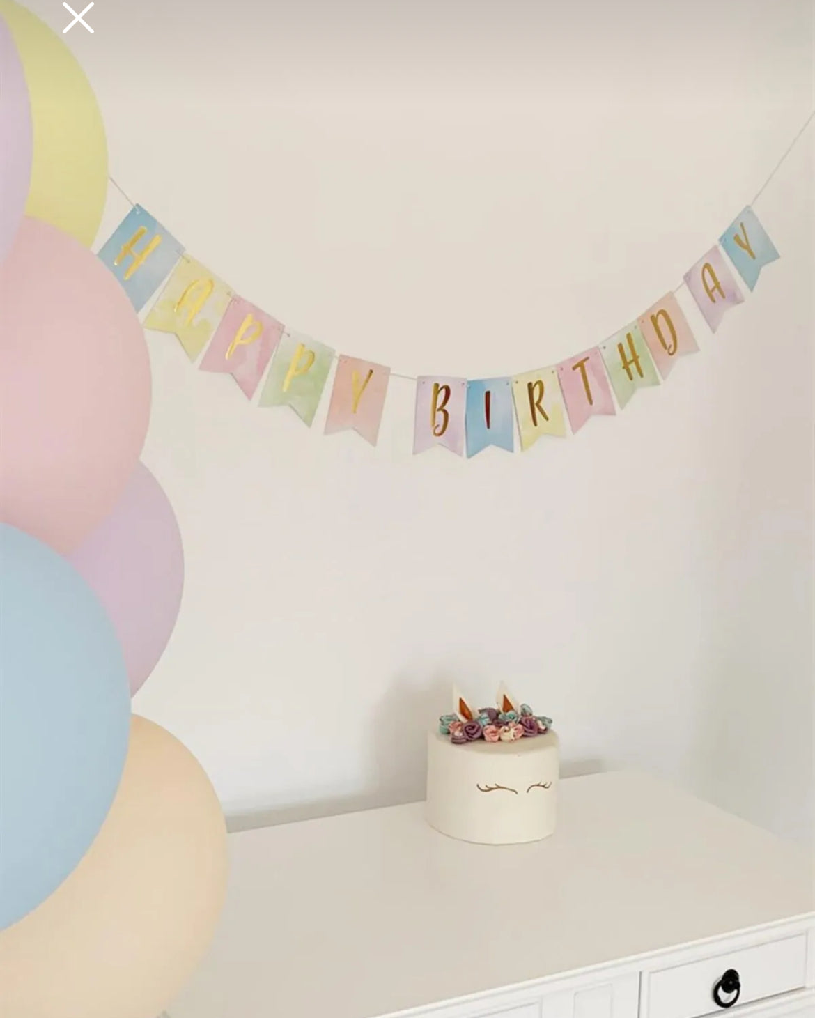 Makaron Renkler Happy Birthday Yazı Süs