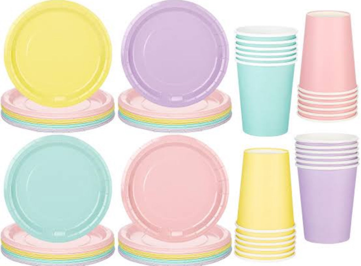 Makaron Renkler Tabak Bardak Set Renk Seçiniz