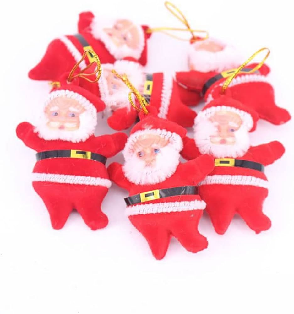 Yılbaşı Ağaç Süsü Kırmızı Noel Baba 6 cm Kadife 6 adet