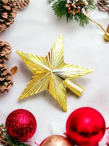 Yılbaşı Çam Ağacı Süsü Tepe Yıldızı 15 Cm Işıltılı Gold RENK