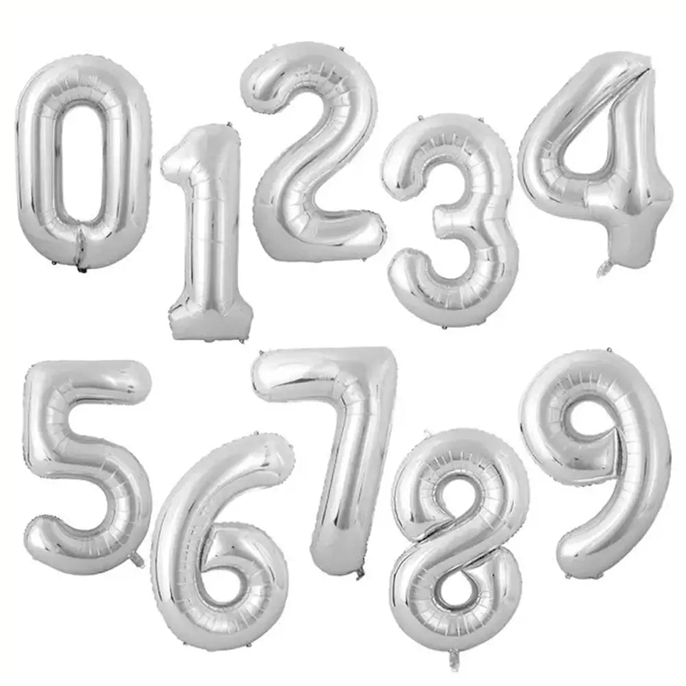 Gümüş Renk Rakam Folyo Balon 34 İnch Rakam Seçiniz