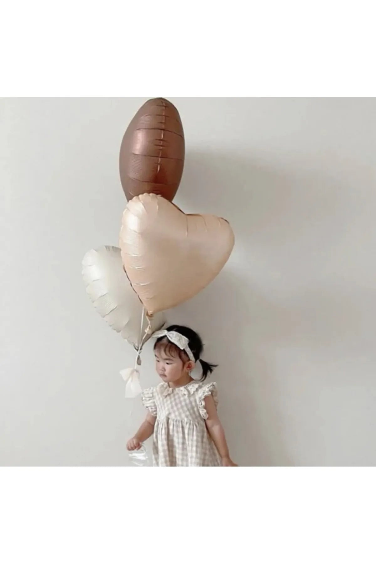 Kahve Retro Stin Renkler Balon Demeti 3 lü kalp Folyo Balon
