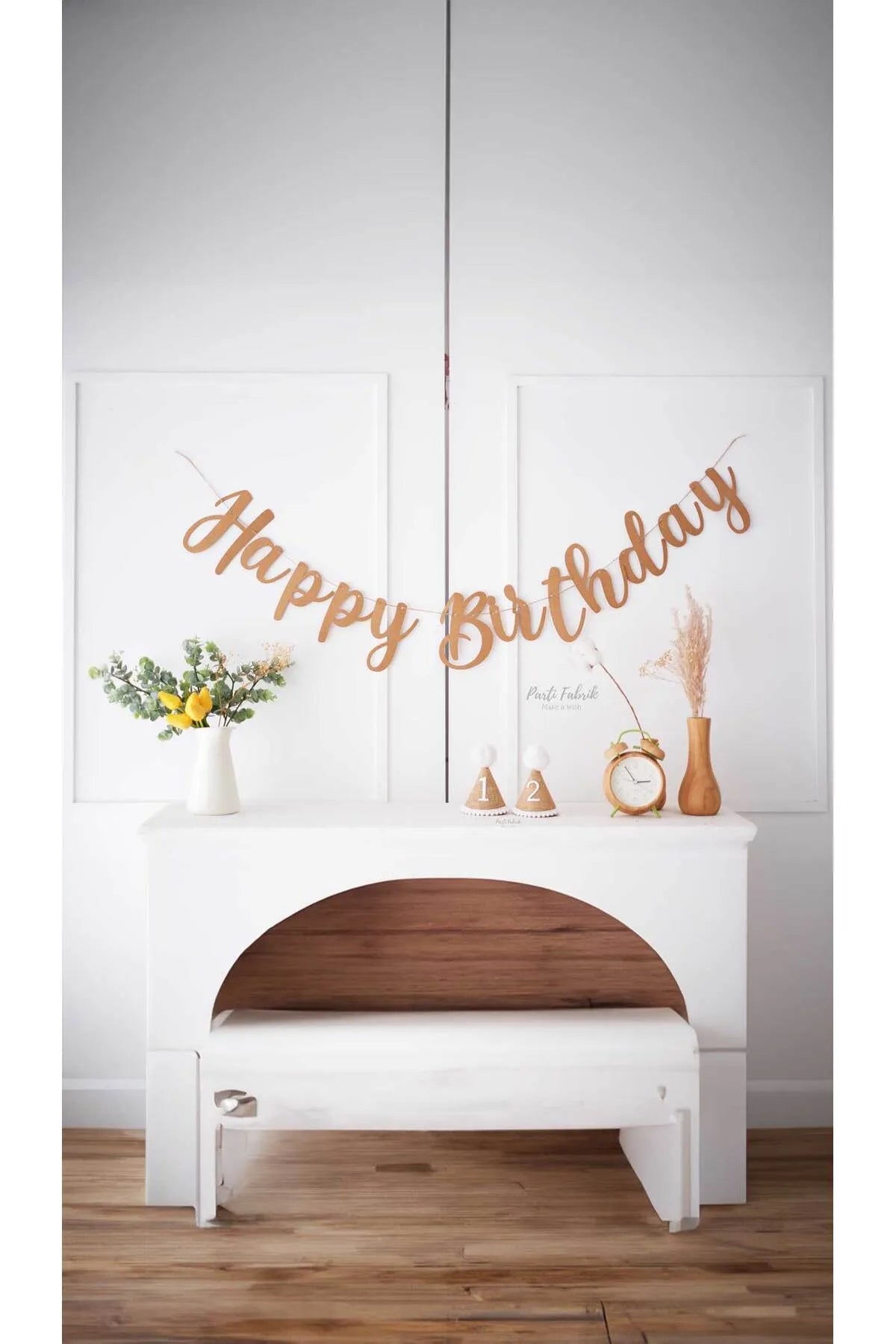Happy Birthday Kraft İtalik Retro Renk Yazı Süs