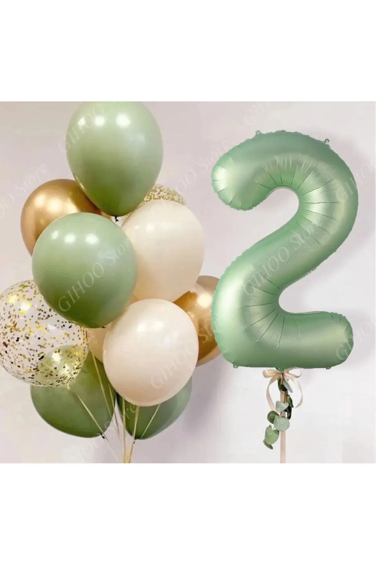 Adaçayı Yeşili Rakam Balon 10 Adet Lateks Balon