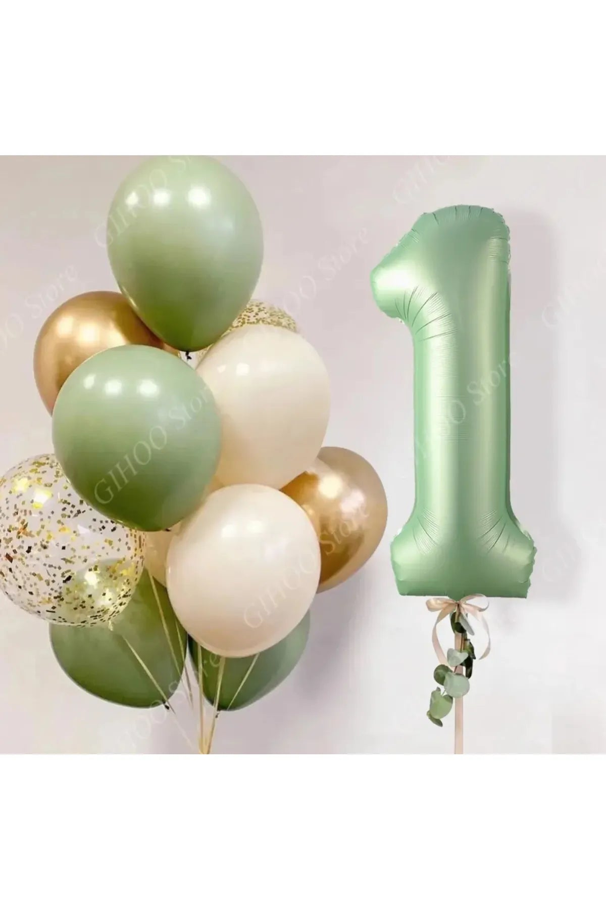Adaçayı Yeşili Rakam Balon 10 Adet Lateks Balon