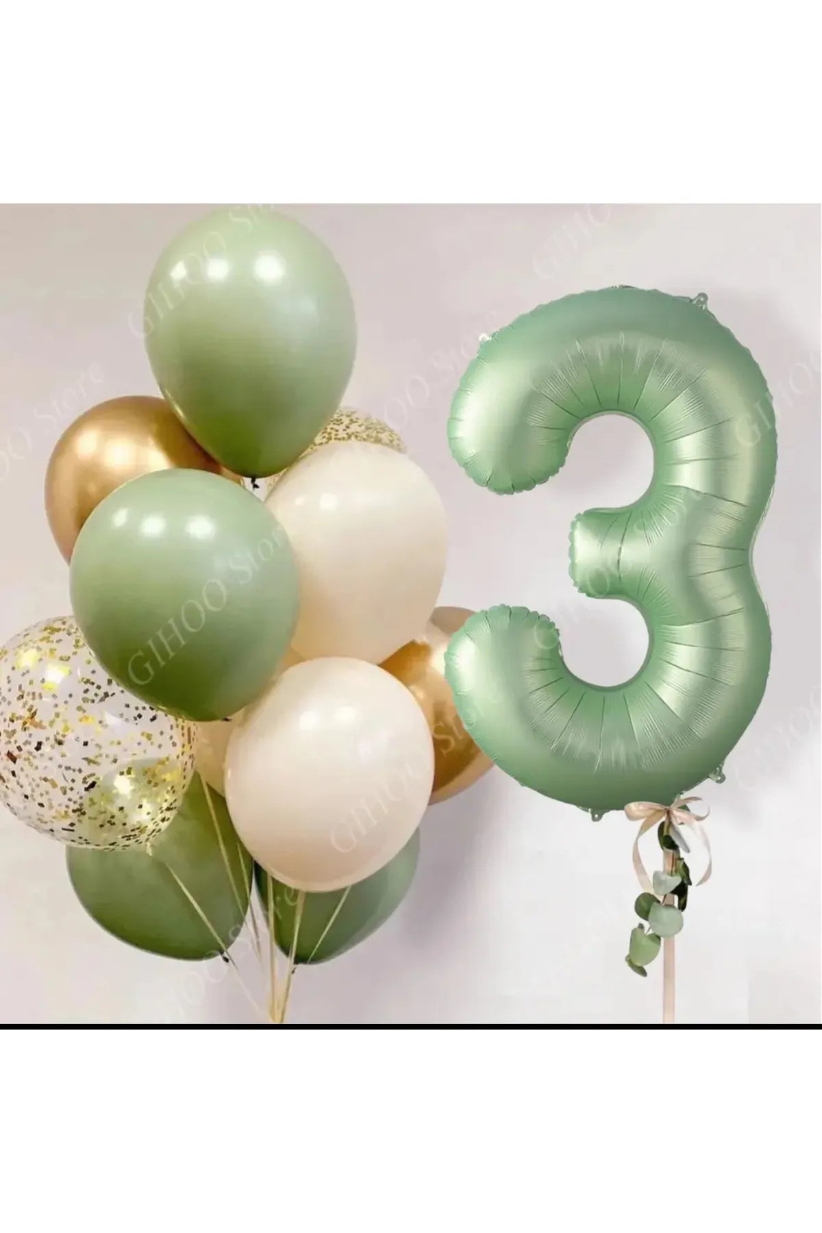 Adaçayı Yeşili Rakam Balon 10 Adet Lateks Balon