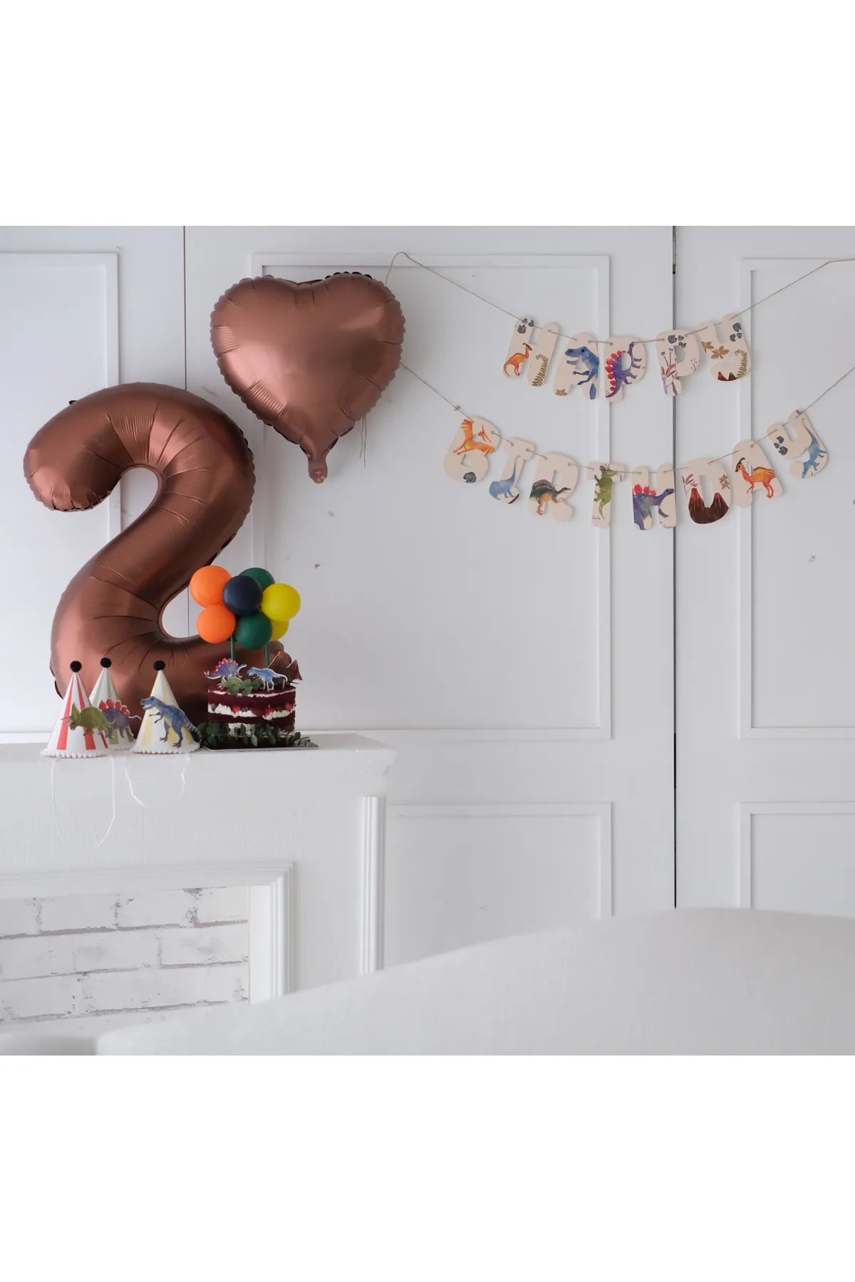 Dinozor Partisi Temalı Duvar Süsü Happy Birthday Banner Yazısı