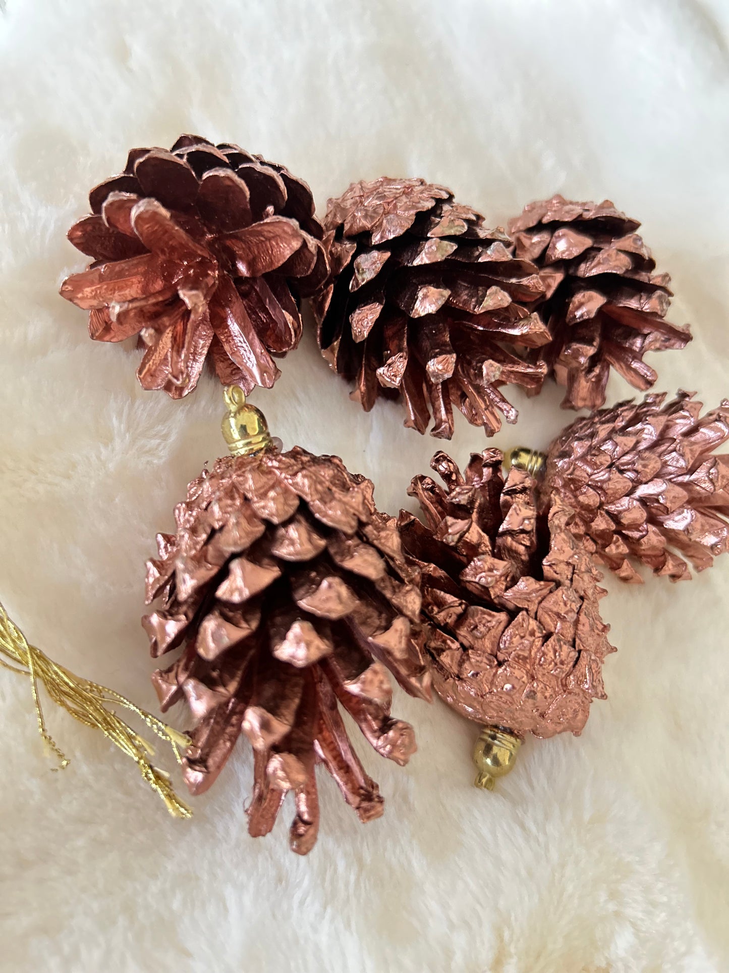 Kozalak Yılbaşı Ağaç Süsü Metalik Rose Gold 6 Adet