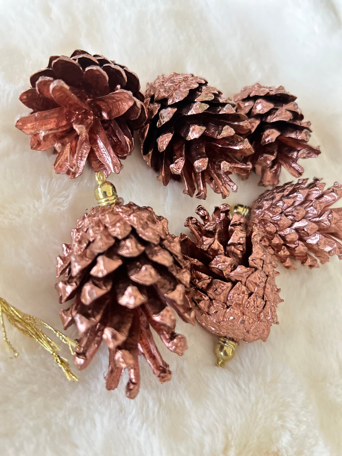 Kozalak Yılbaşı Ağaç Süsü Metalik Rose Gold 6 Adet