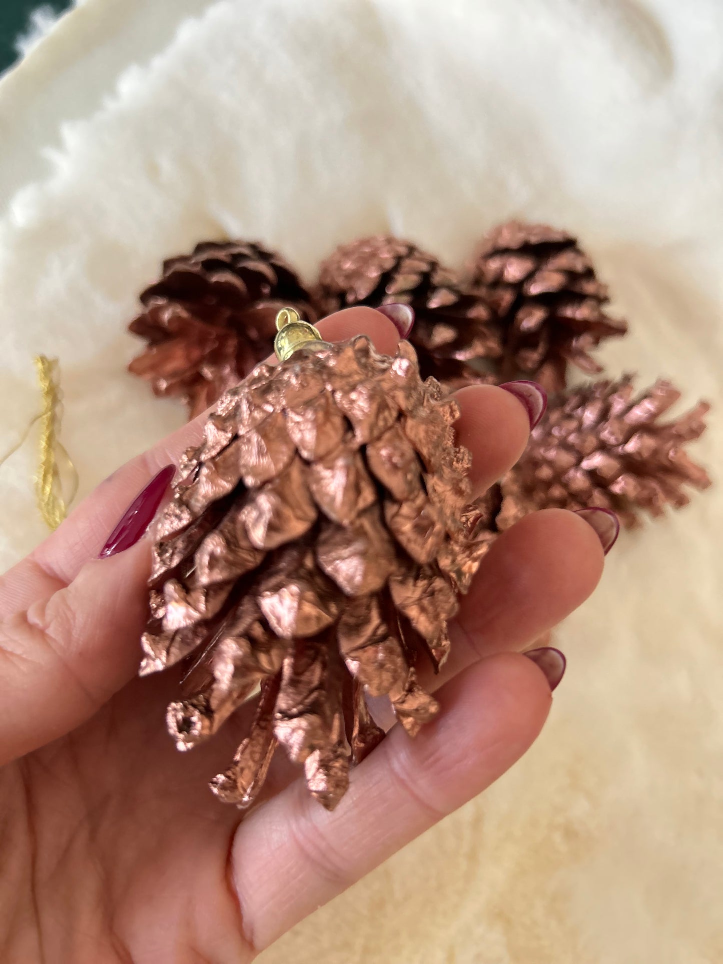 Kozalak Yılbaşı Ağaç Süsü Metalik Rose Gold 6 Adet