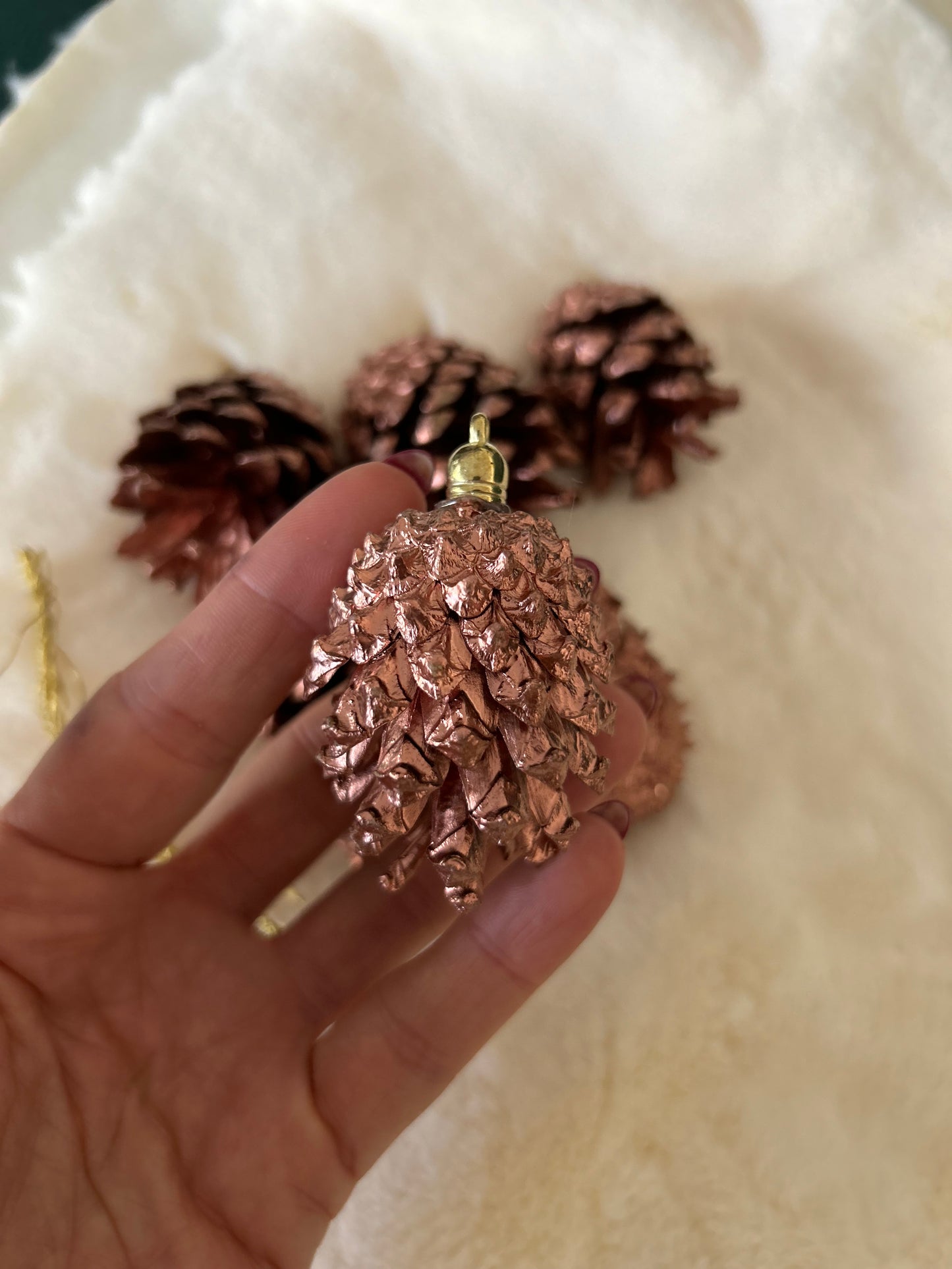 Kozalak Yılbaşı Ağaç Süsü Metalik Rose Gold 6 Adet