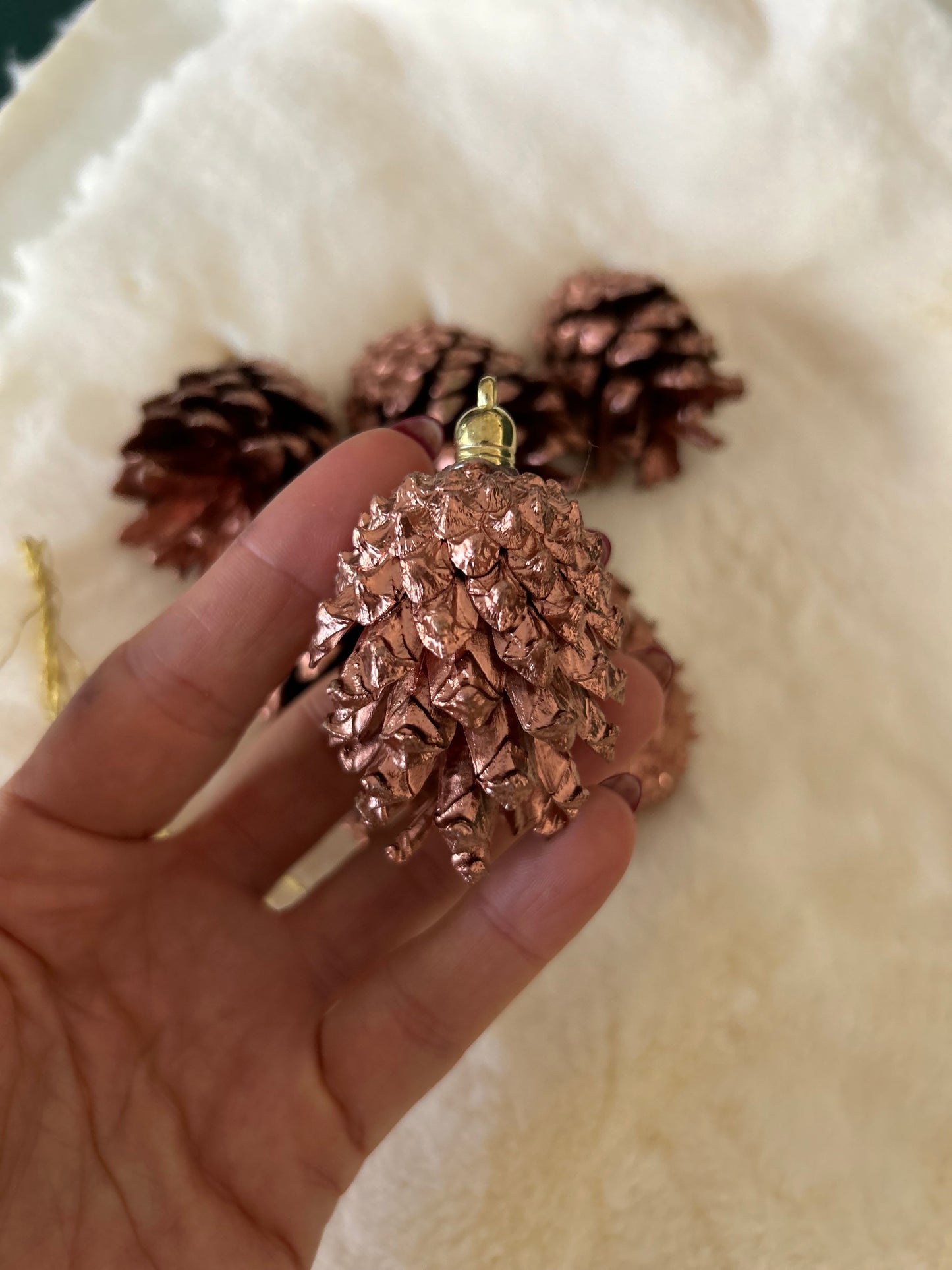 Kozalak Yılbaşı Ağaç Süsü Metalik Rose Gold 6 Adet