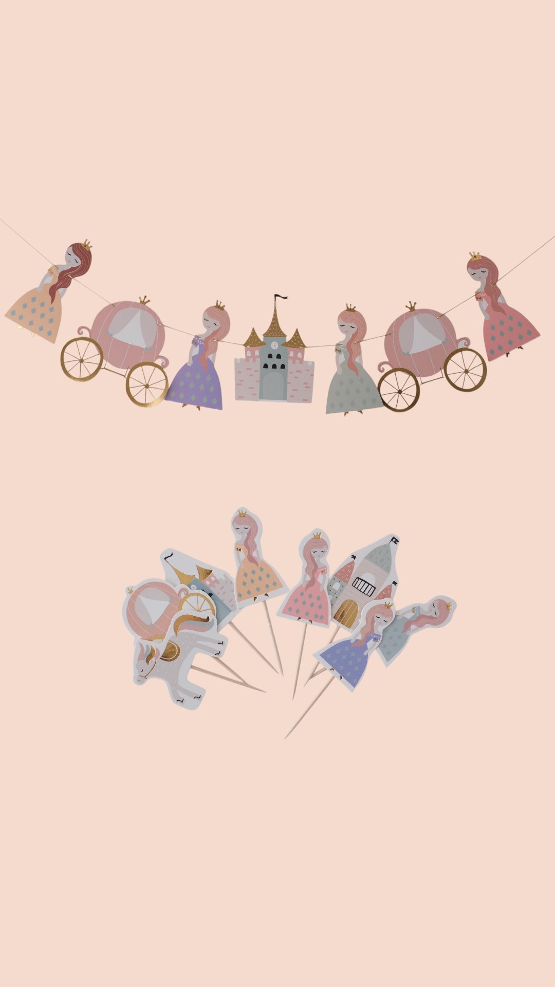 Prensesler Rapunzel Temalı Kürdan Ve Banner Süs Seti