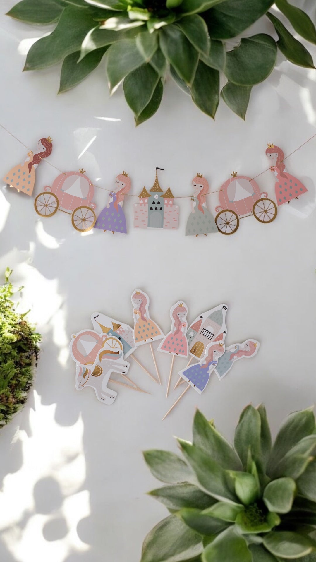 Prensesler Rapunzel Temalı Kürdan Ve Banner Süs Seti