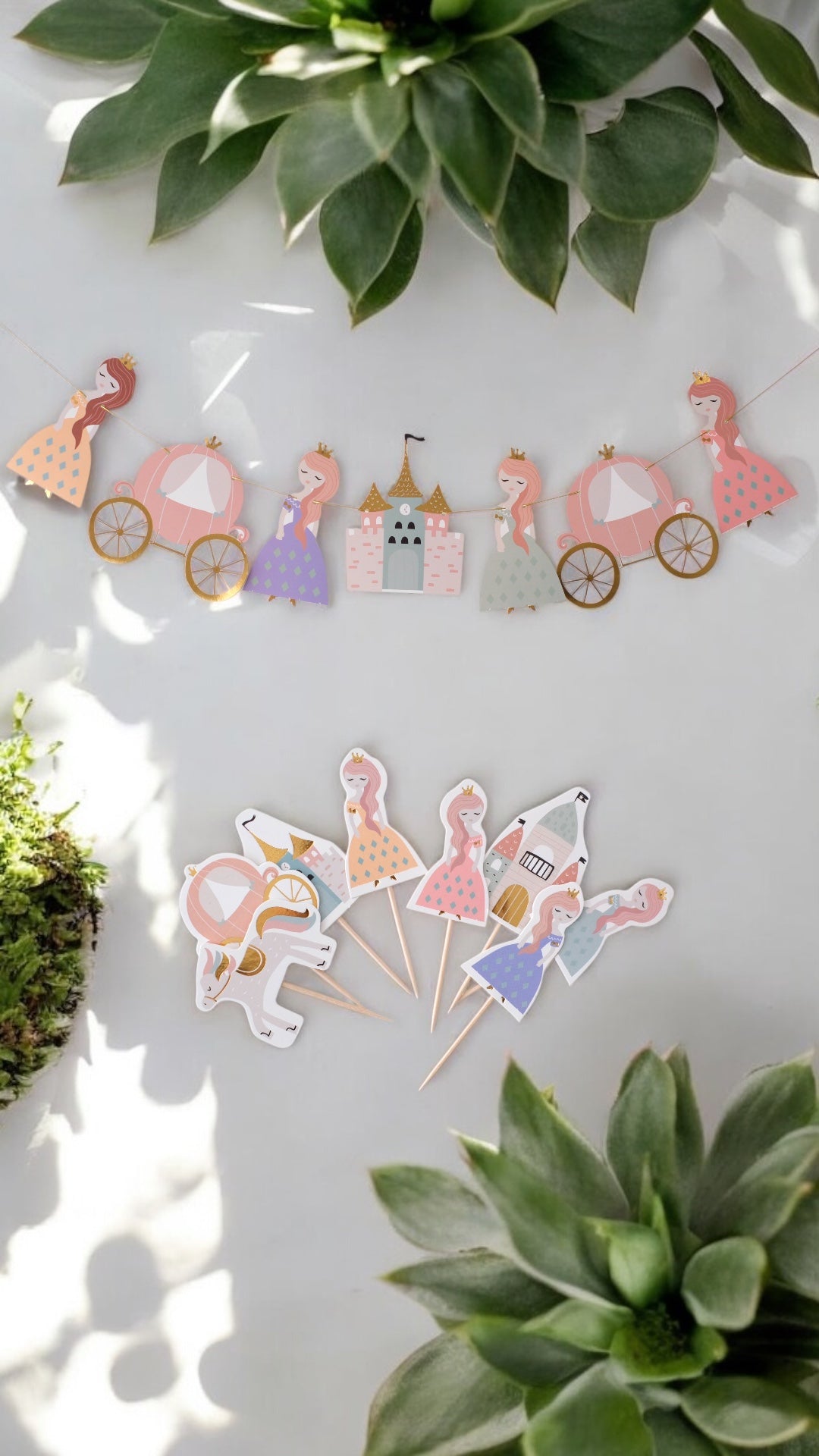 Prensesler Rapunzel Temalı Kürdan Ve Banner Süs Seti