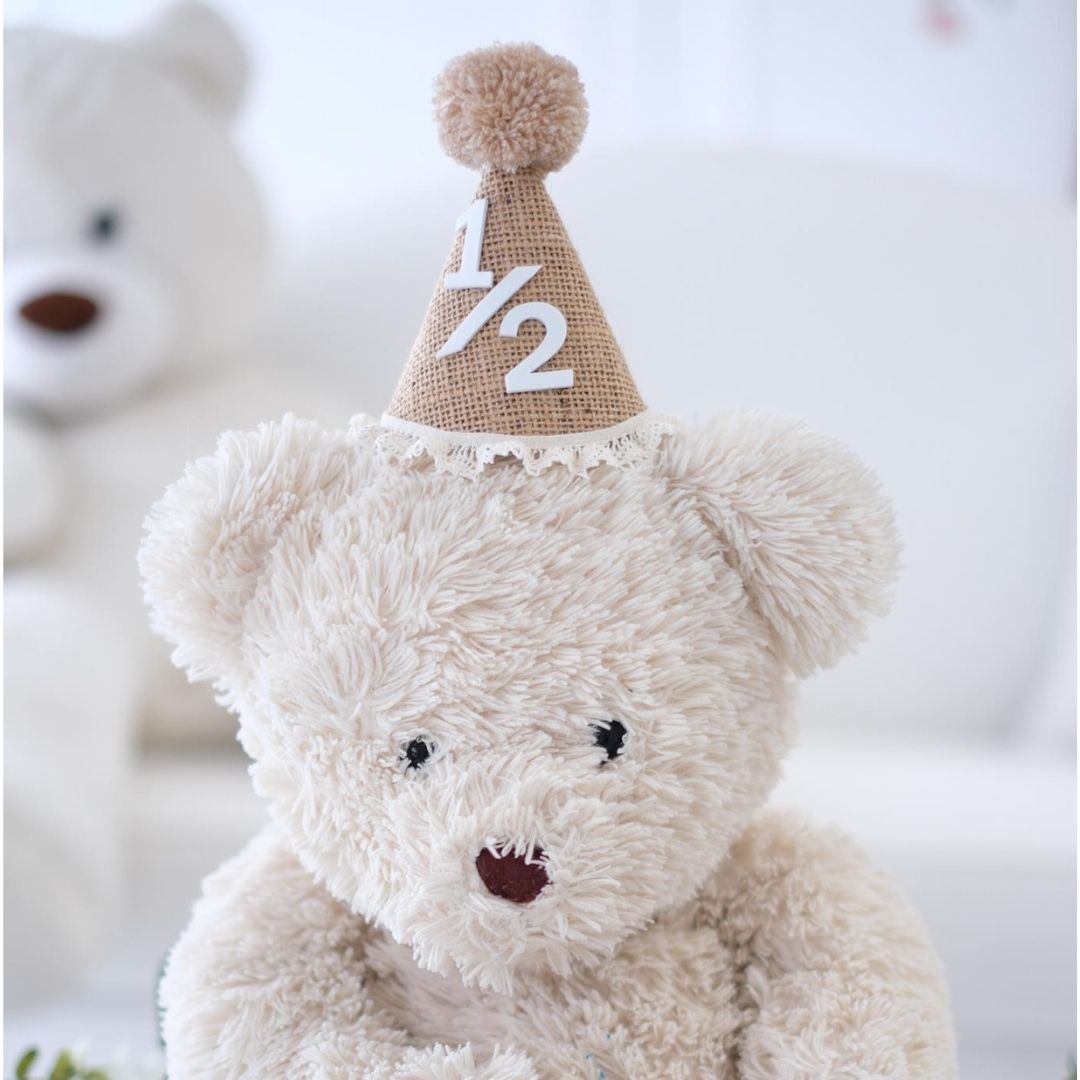 Yarım Yaş Parti Şapkası Kahve Ponponlu Dantel Detaylı