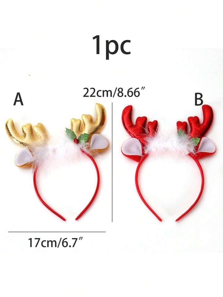 Yılbaşı Parlak Boynuzlu Tüylü Geyik Peluş Taç
