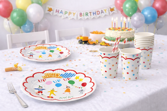 Neşeli Çocuklar Rengarenk Tabak Bardak 8 er Adet