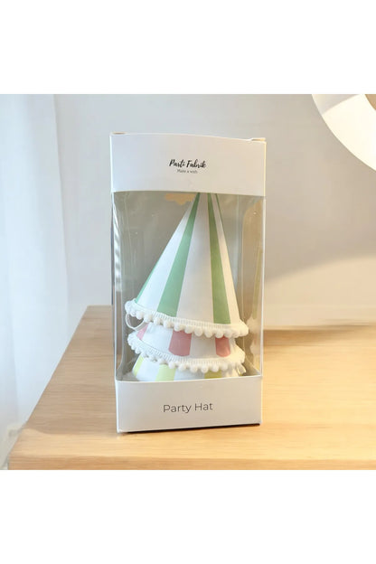 Makaron Renkler Karton Şapka 3 Adet (Yeşil, Pembe, Sarı)