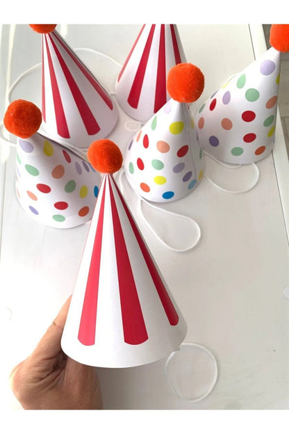 Karnaval Renkler Karton Şapka 6 Adet