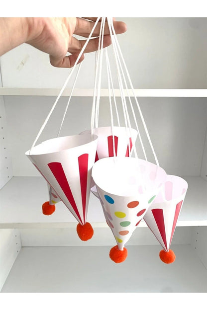 Karnaval Renkler Karton Şapka 6 Adet