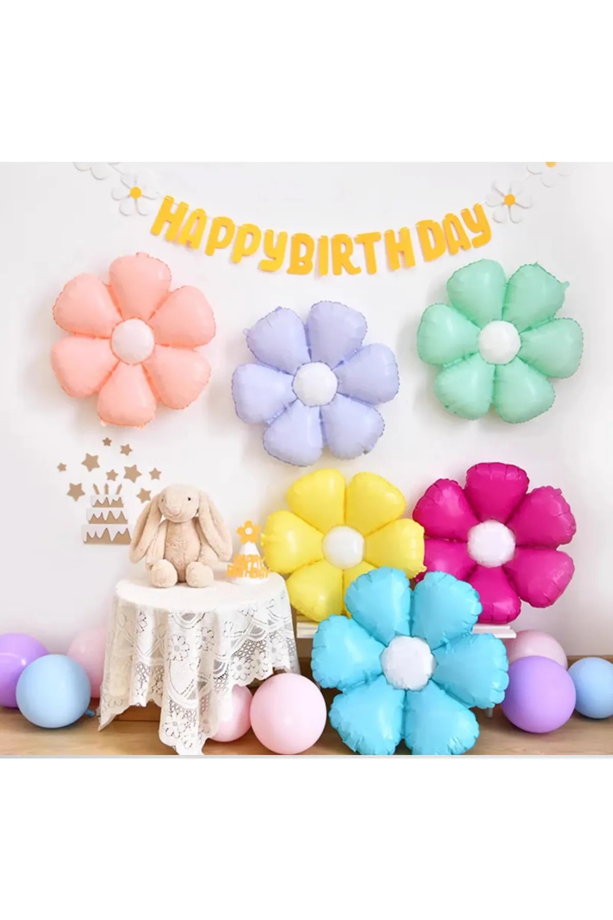 Makaron Renk Pastel Folyo Papatya Balon 80 cm Renk Seçiniz