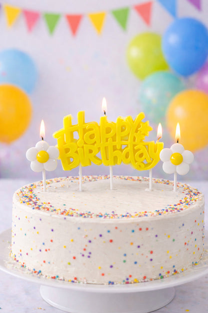 Papatya Temalı Sarı Happy Birthday Mum Seti 4 Parça