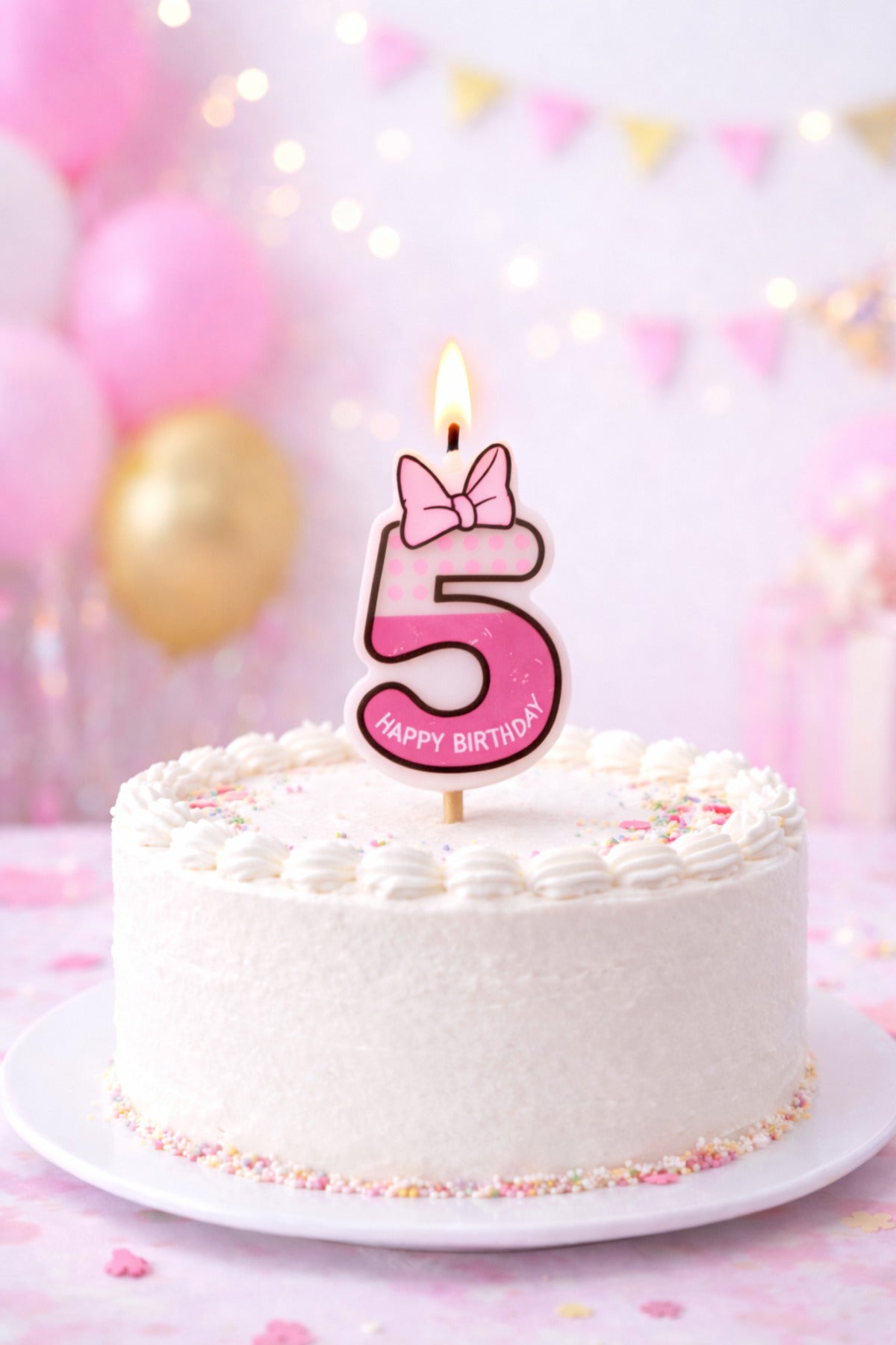 Pembe Fiyonk Detaylı Rakam Mum