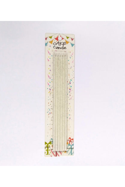 Beyaz Simli Uzun Pasta Mumu 25 cm 6 Adet