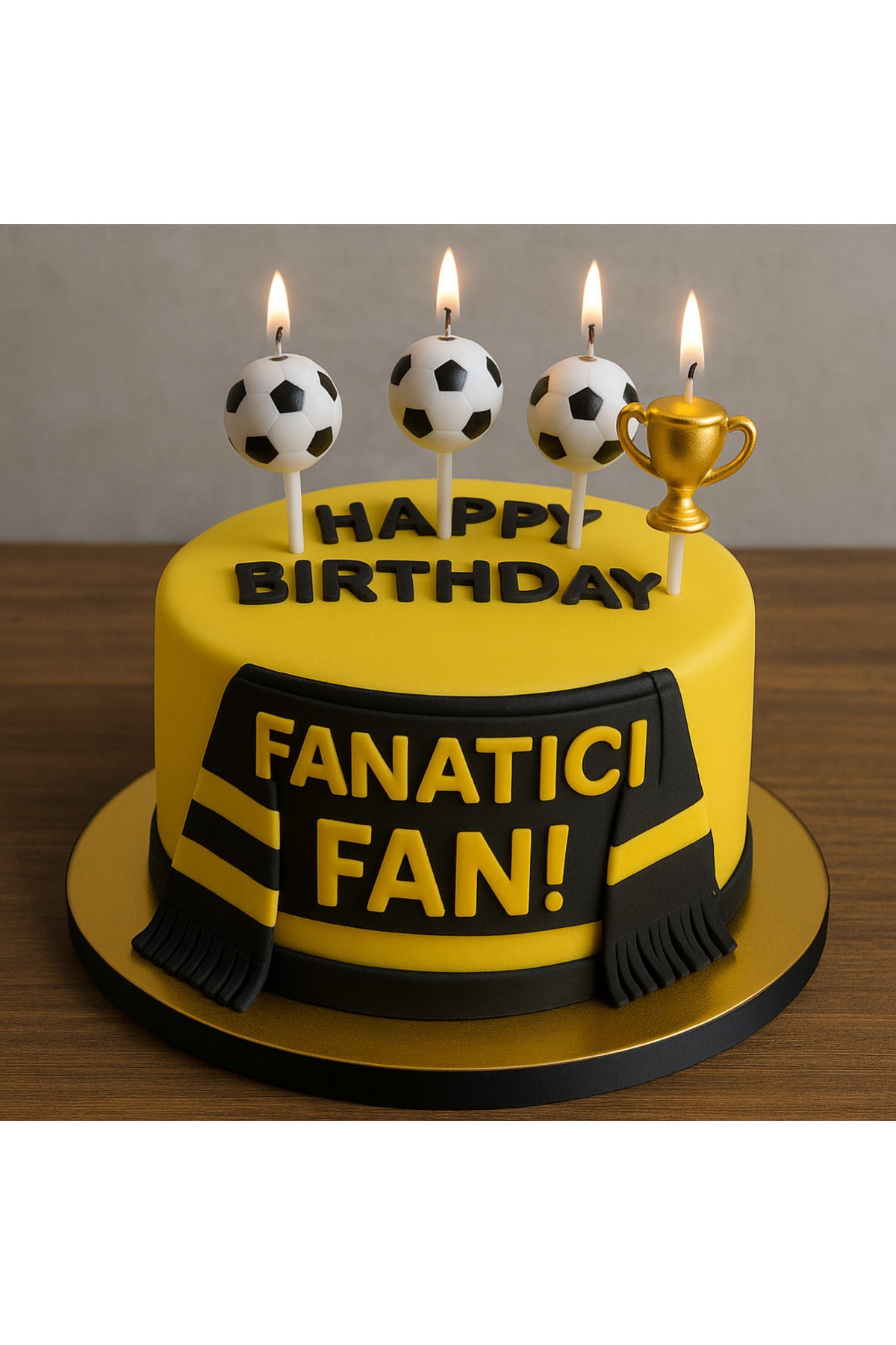 Futbol Topu ve Kupa Temalı Pasta Mumu Seti 4 Parça