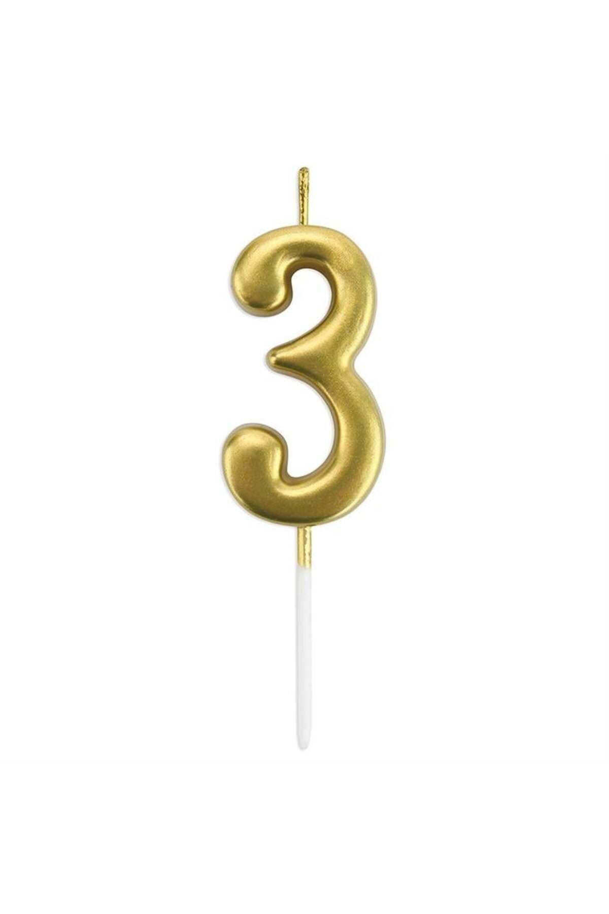 Gold Rakam Mum 12 cm Altın Renk Doğum Günü Pasta Mumu
