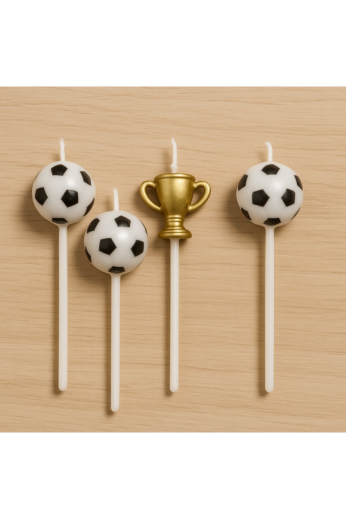 Futbol Topu ve Kupa Temalı Pasta Mumu Seti 4 Parça
