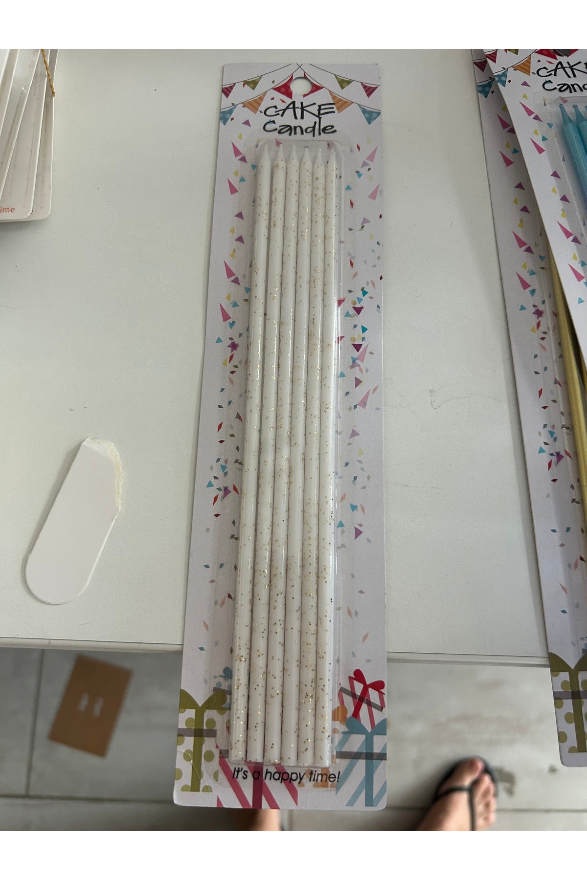 Beyaz Simli Uzun Pasta Mumu 25 cm 6 Adet