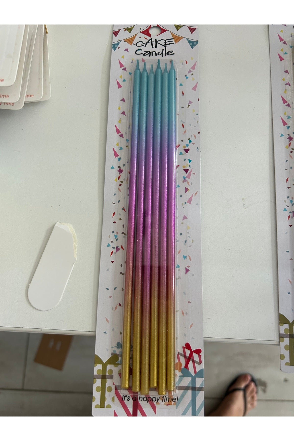 Unicorn Geçişli Renk Uzun Pasta Mumu 25 cm 6 Adet