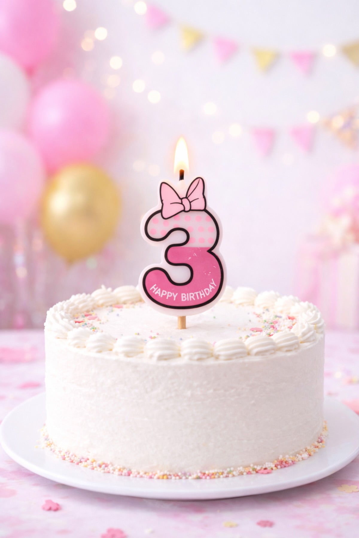 Pembe Fiyonk Detaylı Rakam Mum