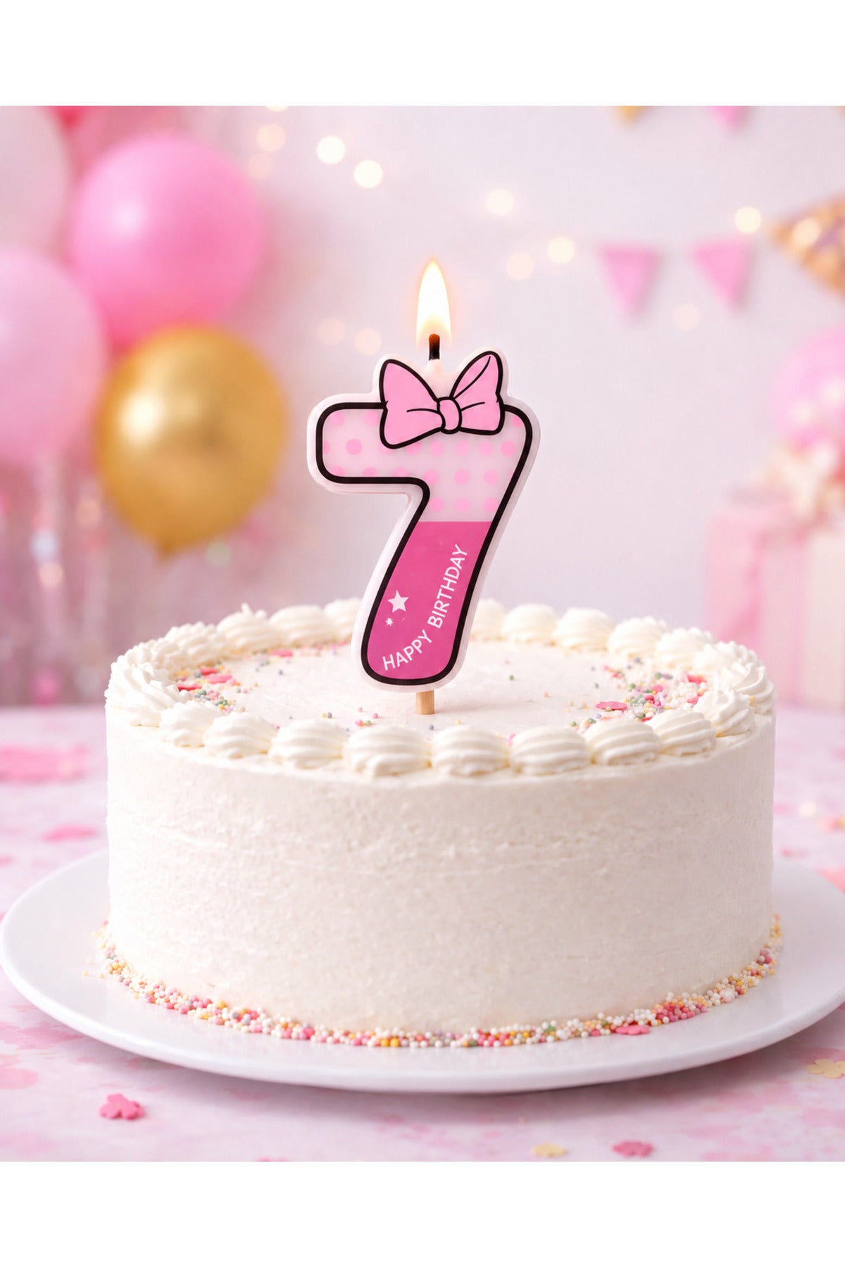 Pembe Fiyonk Detaylı Rakam Mum