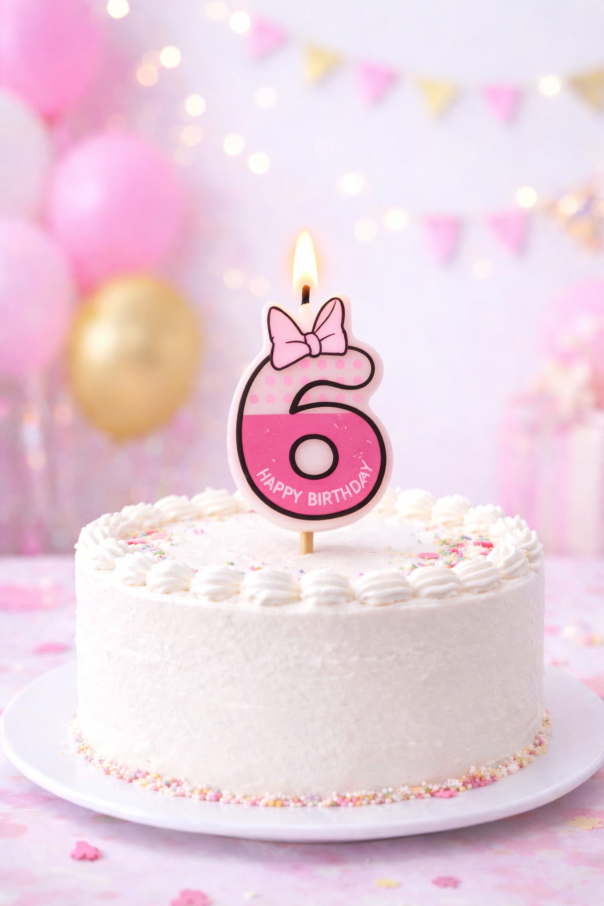 Pembe Fiyonk Detaylı Rakam Mum