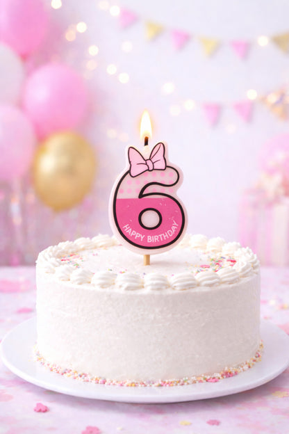 Pembe Fiyonk Detaylı Rakam Mum