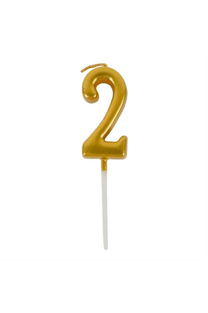 Gold Rakam Mum 12 cm Altın Renk Doğum Günü Pasta Mumu