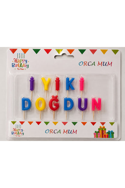 İyi ki Doğdun Karnaval Renkler Harf Mum