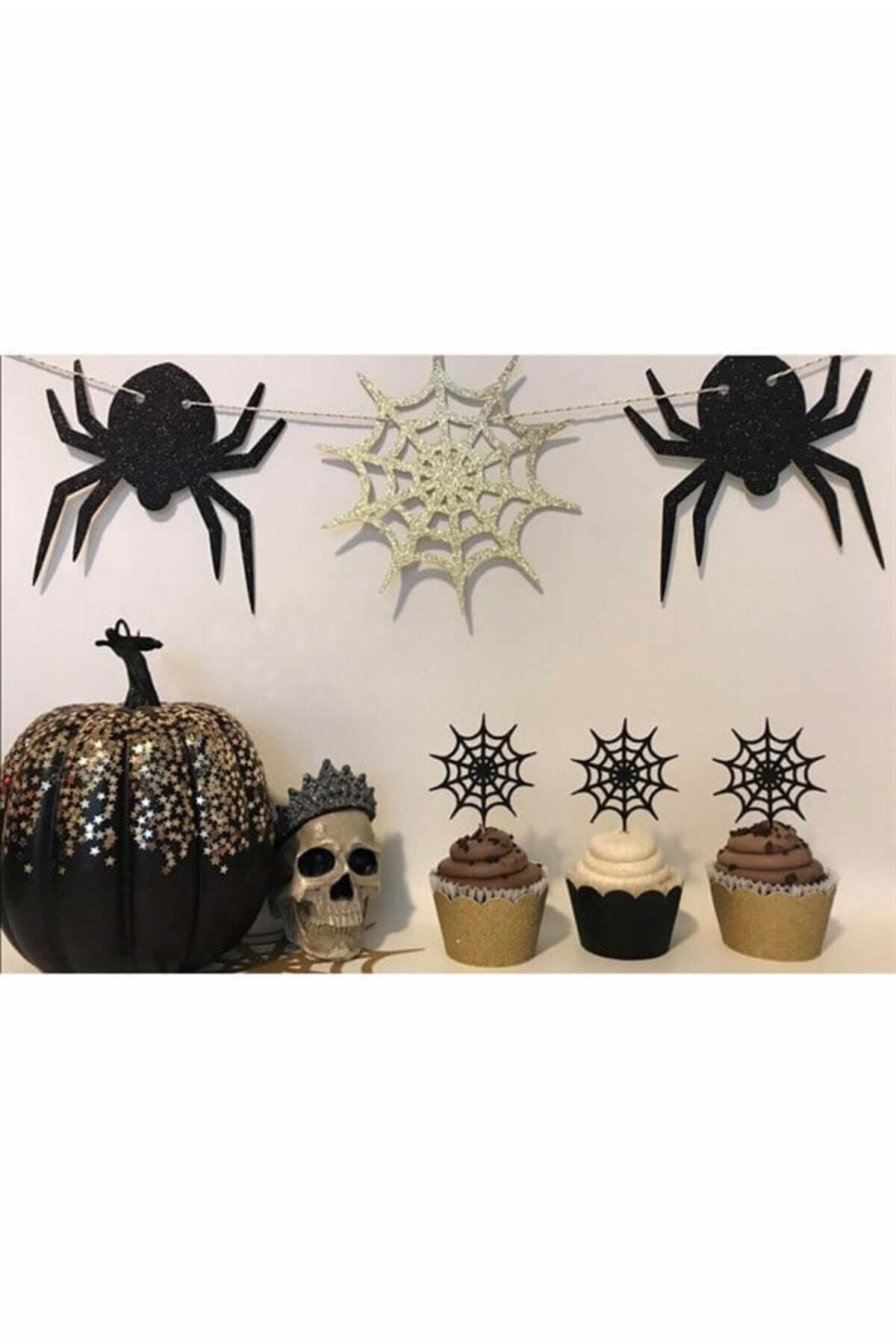 Cadılar Bayramı Halloween Örümcek Duvar Süsü 11 Li